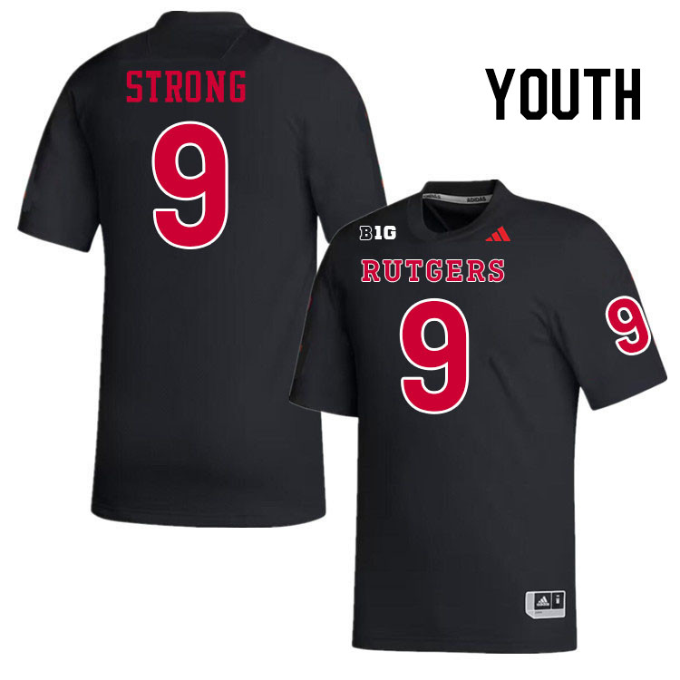 Youth #9 Ian Strong Rutgers Scarlet Knights 2024 College Football Jerseys Stitched-Black